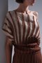 Brown Glitter Detailed Boat Neck Blouse - 4