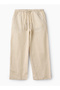 Girls Woven Cotton Flax Relaxed Fit Pants - 2