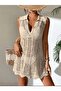 Knitwear Beach Dress Openwork Knitted Shirt Collar Sleeveless Bikini Top Summer Pareo - 2