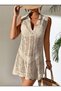 Knitwear Beach Dress Openwork Knitted Shirt Collar Sleeveless Bikini Top Summer Pareo - 3