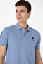 Men's Slim Fit Polo Neck Blue Basic T-Shirt 50305929-Vr036 - 2