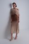 Brown Glitter Detailed Boat Neck Blouse