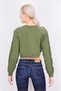 Women Crew Neck Long Sleeve Graphic Sweater, Green - 3