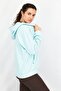 Women Hooded Neck Graphic Full Zip Sweatshirt, Pastel Turquoise - 4