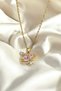 Pink Zircon Stone Saturn Heart Steel Necklace - 4
