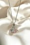 Swan Silver Colored Zircon Stone Steel Necklace