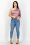Women Asymmetrical Neck One Shoulder Solid Top, Lilac - 4