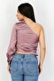 Women Asymmetrical Neck One Shoulder Solid Top, Lilac - 3