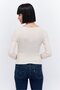 Women Surplice Neck Long Sleeve Knitted Top, Beige - 3