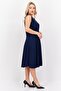 Women Plain Midi Dress, Navy - 2