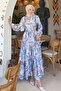 Patterned Hijab Dress Indigo 500 - 4