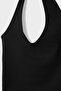 Women's Black Halter Neck Crop Top Body - 3