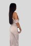 Women's Evening Dress - Satin Fabric Degaje Collar Slit Detail Midi Length 1085 - 4
