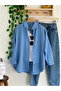 Women's Abs Boyfriend Long Basic Blue Hijab Shirt