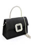 Women's Silver Silvery Stone Buckle Detailed Portfolio Stone Handle Evening Dress Bag - 2
