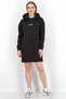 Women Sportswear Fit Graphic Fleece Sweater Dress, Black - 3