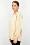 Women Hooded Front Pocket Plain Sweatshirt, Beige - 4