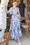 Patterned Hijab Dress Indigo 500 - 5
