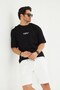 Back Printed, Relaxed Fit, 100% Cotton Men's Oversize Black T-Shirt - 7