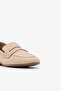 Beige Genuine Leather Stitched Women's Loafer Shoes - 4