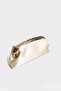 Beige Satin Gold Sequin Detailed Clutch Evening Dress Bag - 2