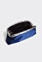 Navy Blue Satin Silver Sequin Detailed Clutch Evening Dress Bag - 5