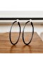 4 cm Black Clip-On Non-Hole Women's Hoop Earrings for Ear