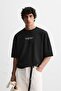 Back Printed, Relaxed Fit, 100% Cotton Men's Oversize Black T-Shirt - 6