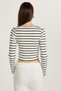 Women's Slim Fit Slim Fit Long Sleeve Crew Neck Striped Blouse - 5