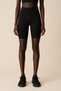 Women's High Waist Tight Ripped Ribbed Short Sports Leggings |   Black