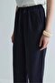 Navy Blue Zoe Linen Trousers with Elastic Waist - 7