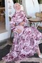 Patterned Hijab Dress Claret Red 512