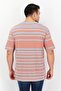 Men Crew Neck Short Sleeves Stripe T-Shirt, Orange - 3
