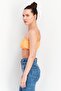 Women Square Neck Sleeveless Crop Top, Orange - 2