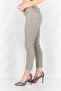 Women Skinny Fit Stretchable Plaid Pants, Grey - 3