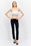 Women Skinny Fit Mid Waist Solid Denim, Black - 2