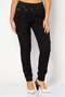 Women Drawstring Plain Cargo Jogger Pant, Black