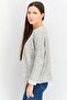 Women Crew Neck 3/4 Sleeve Textured Top, Grey - 3