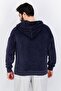 Men Hooded Long Sleeve Textured Sweatshirt, Navy - 2