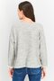 Women Crew Neck 3/4 Sleeve Textured Top, Grey - 2