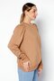 Women Crew Neck Long Sleeve Plain Sweatshirt, Beige - 3