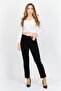 Women Straight Fit Mid Waist Embroidered Jeans, Black - 2