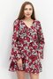 Women Long Sleeve Ruffle Ditsy Floral Mini Dress, Multicolor
