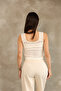 Women's Bound Detail Knitted Crop Bluz - 3