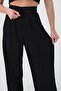 Women's Velcro Waist Palazzo Comfortable Black Trousers - 4