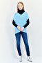 Women Knitted Short Sleeves Sweater, Sky Blue - 2