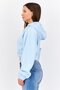 Women Plain Hooded Cropped Sweatshirt, Light Blue - 3