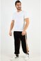 Men Regular Fit Scarf Switching Velvet Pants, Black - 2
