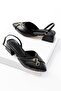 Gabriel Black Cross Buckle (4 cm Heeled) Pointed Toe Ballerina Shoes - 3
