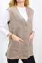 Beige Steel Knitted 5-Button Mother Vest - Chest Embroidered - 5